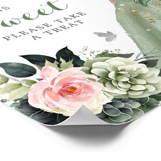 Sage Groen Roze Blush XV Años Vijftien is Zoet Poster (Hoek)