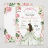 Sage Groen Roze Coquette Bow Princess Quinceanera Kaart (Voorkant / Achterkant)