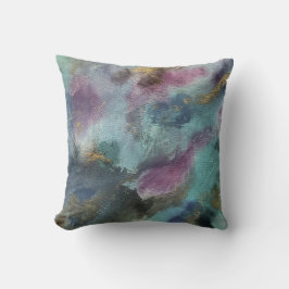 Sage Groen Roze Gouden Waterverf Abstracte Kunst Kussen