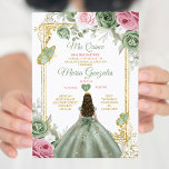 Sage Groen Roze Mis Quince 15 Anos Kroon Kaart<br><div class="desc">Quinceañera Sage Groen Roze Goud Kroon Uitnodiging Mis Quince 15 Anos,  16e Verjaardag, </div>