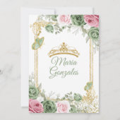 Sage Groen Roze Mis Quince 15 Anos Kroon Kaart (Achterkant)