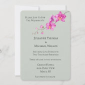 Sage Groen Roze Orchidee Bloemen Huwelijk Kaart (Voorkant)