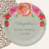 Sage Groen Roze Perzik Pioen Bridal Brunch Papieren Bordje