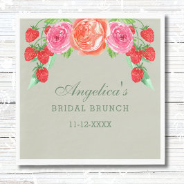 Sage Groen Roze Perzik Pioen Bridal Brunch Servet