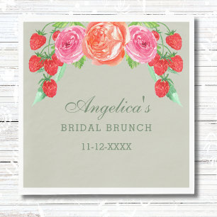 Sage Groen Roze Perzik Pioen Bridal Brunch Servet