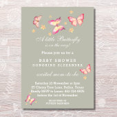 Sage Groen Roze Perzik Vlinder Baby Meisje Douche  Kaart