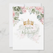 Sage Groen & Roze Prinses Floral Goud Quiñceanera Kaart (Achterkant)