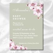 Sage Groen Roze Rozen Bloemen Baby shower Kaart