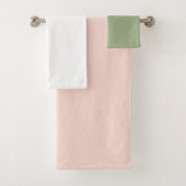 Sage Groen Roze Wit Solid Kleuren Bad Handdoek (Insitu)
