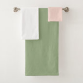 Sage Groen Roze Wit Solid Kleuren Bad Handdoek (Insitu)