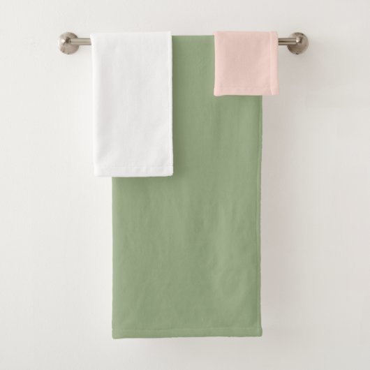Sage Groen Roze Wit Solid Kleuren Bad Handdoek (Insitu)