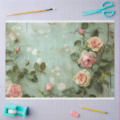  Sage Groen & Rozen Achtergrond Decoupage Tissuepapier (Craft)