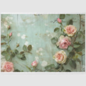 Sage Groen & Rozen Achtergrond Decoupage Tissuepapier (Voorkant)