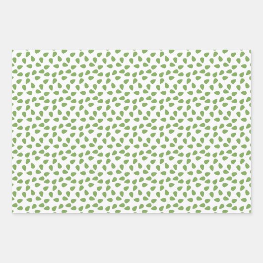 Sage Groen schattige bloemen Bladeren patroon Wit Inpakpapier Vel (Voorkant 3)