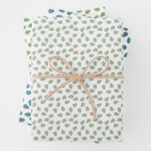 Sage Groen schattige bloemen Bladeren patroon Wit Inpakpapier Vel (In situ)