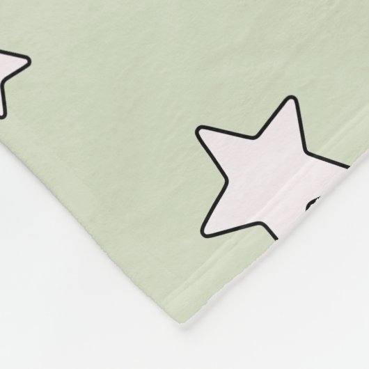Sage Groen Schattige Esthetisch Sterrenpatroon Fleece Deken (Hoek)