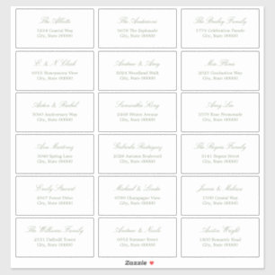 Sage Groen Script 18 Gast Adresetiketten Sticker