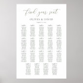 Sage Groen Script 19 tafels Zitgrafiek Poster (Voorkant)