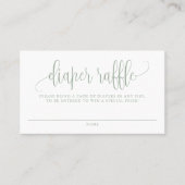 Sage Groen Script Baby shower Luier Raffle Visitekaartje (Voorkant)