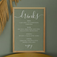 Sage groen script bruiloft alcohol drinken bar men