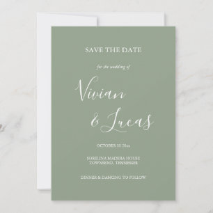 Sage Groen Script Bruiloft Sla de datum op Save The Date