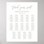 Sage Groen Script Elegant 14 tafel Zitgrafiek Poster (Voorkant)