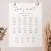 Sage Groen Script Elegant 14 tafel Zitgrafiek Poster