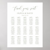 Sage Groen Script Elegant 15 tafel Zitgrafiek Poster (Voorkant)
