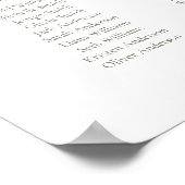 Sage Groen Script Elegant 15 tafel Zitgrafiek Poster (Hoek)