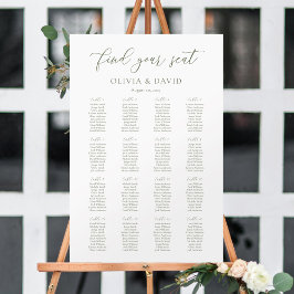 Sage Groen Script Elegant 16 tafel Zitgrafiek Poster