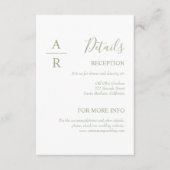 Sage groen script initialen typografie bruiloft informatiekaartje (Voorkant)