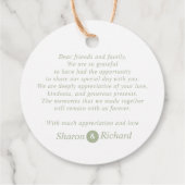 Sage groen script kalligrafie Dank u bruiloft Bedankjes Labels (Achterkant)