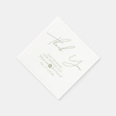 Sage groen script kalligrafie Dank u bruiloft Servet (Hoek)
