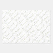 Sage groen script kalligrafie namen bruiloft inpakpapier vel (Voorkant 2)