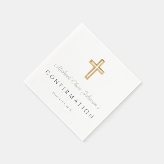 Sage Groen Script Religieus Kruis Bevestiging Servet (Hoek)