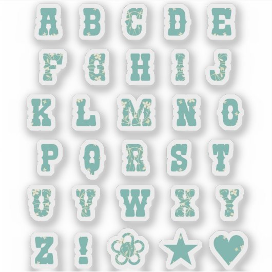 Sage Groen Sierlijk Bloemen Monogram Alfabet Lette Sticker (Voorkant)