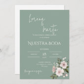 Sage groen Spaans bruiloft uitnodiging (Voorkant / Achterkant)