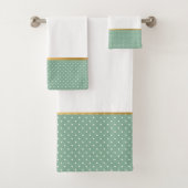 SAGE GROEN SPOT BATHROOM TOWEL SET BAD HANDDOEK (Insitu)