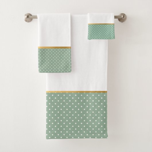 SAGE GROEN SPOT BATHROOM TOWEL SET BAD HANDDOEK (Insitu)