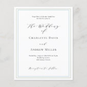 Sage groen stoffig blauw wit bruiloft uitnodiging (Voorkant)