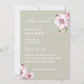 Sage Groen Stoffig Roze Rozen Bloemen Vrijgezellen Kaart (Voorkant)