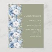 Sage groen stoffige blauwe bloemen bruiloft uitnod (Voorkant)