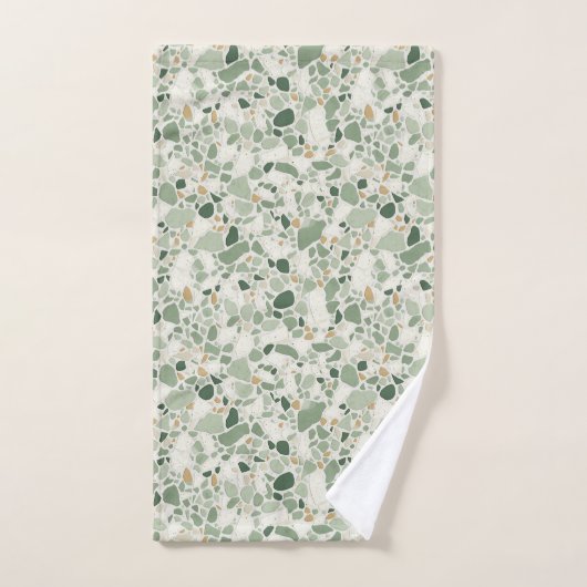 Sage groen Terrazzo effect Bad Handdoek (Handdoek)