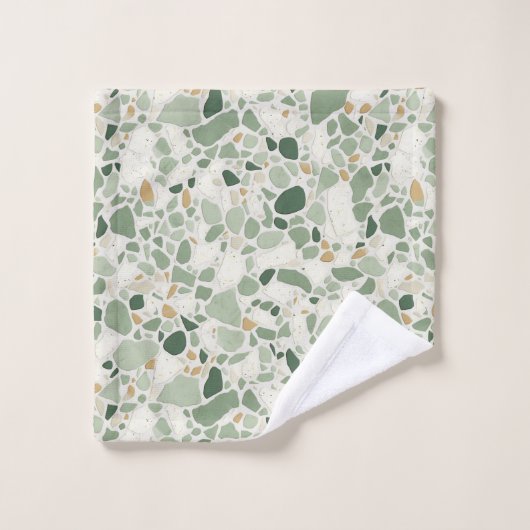 Sage groen Terrazzo effect Bad Handdoek (Wasdoekje)