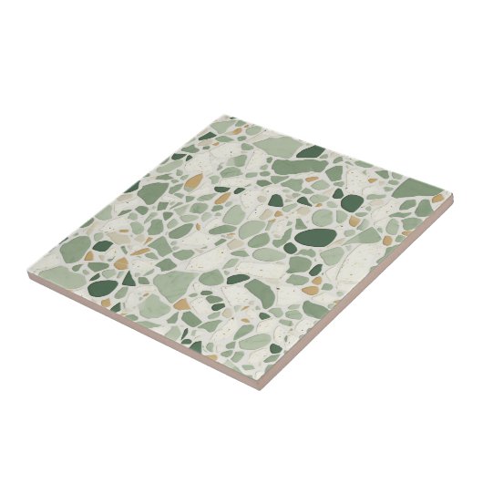 Sage groen Terrazzo effect Tegeltje (Zijkant)