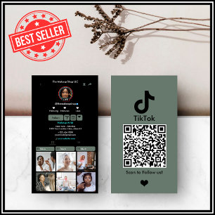Sage Groen TikTok Social Media QR Code Visitekaartje