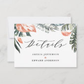 Sage groen tropisch gebladerte bruiloft details ka RSVP kaartje (Voorkant)