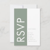 Sage Groen Ultra Moderne Bruiloft RSVP Kaartje (Voorkant)