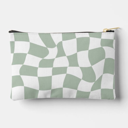 Sage groen vervormd dambord etui (Achterkant)