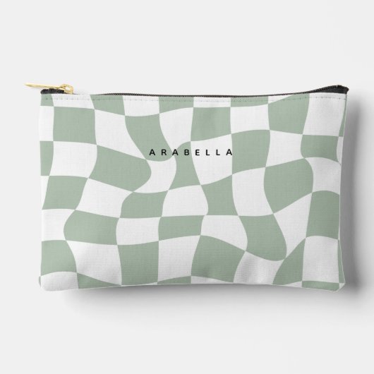 Sage groen vervormd dambord etui (Voorkant)